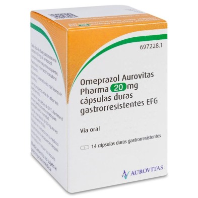 Omeprazol Aurovitas Pharma Efg 20 mg 14 Cápsulas Gastrorresistentes (frasco Hdpe)