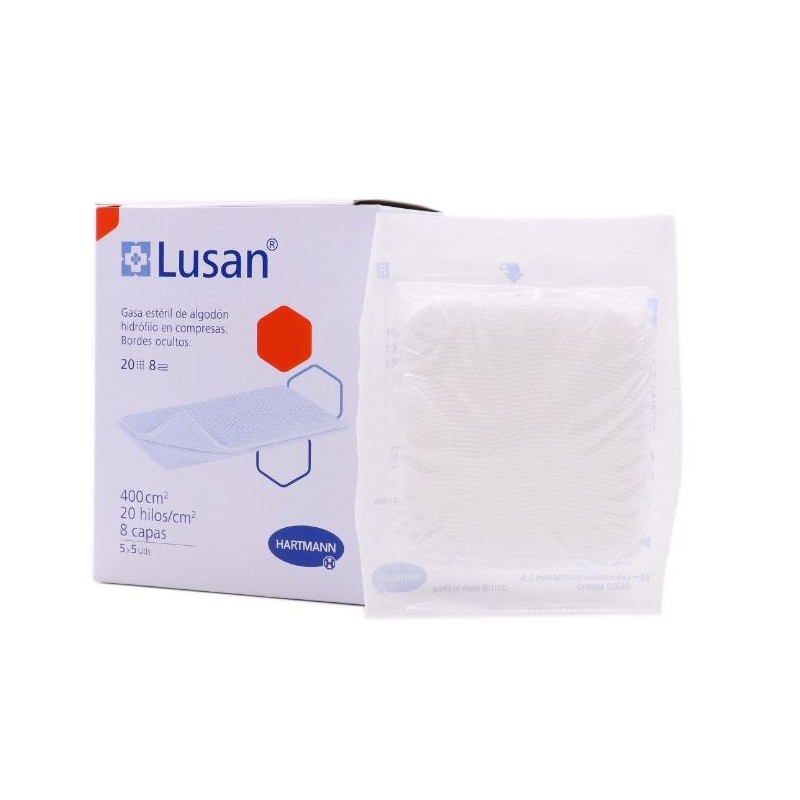 GASA ESTERIL ALGODON HIDROFILO COMPRESAS LUSAN S 25 UNIDADES