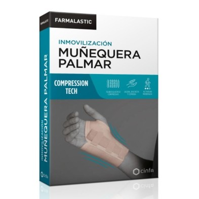 Muñequera Palmar Farmalastic Compression Tech 1 Unidad Talla Mediana Color Beige