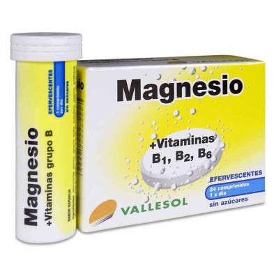 Vallesol Magnesio + Vitaminas B1 B2 y B6 24 Comprimidos Efervescentes