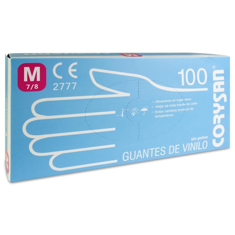 Guantes de Vinilo sin Polvo Corysan 100 Unidades Talla Mediana
