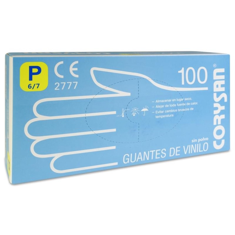 Guantes de Vinilo sin Polvo Corysan 100 Unidades Talla Pequeña