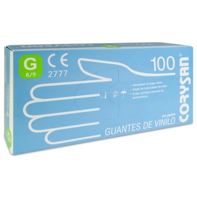 Guantes de Vinilo sin Polvo Corysan 100 Unidades Talla Grande