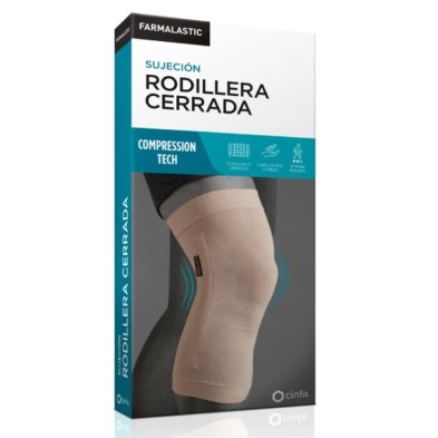 Rodillera Cerrada Farmalastic Compression Tech 1 Unidad Talla Grande Color Beige
