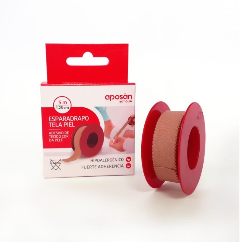 Esparadrapo Aposan Tela 1 Unidad 5 m x 1,25 cm Color Piel