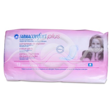 Compresas de Algodón Farmaconfort Plus Normal 12 Unidades