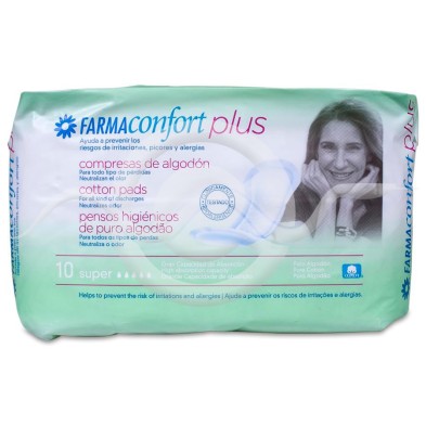 Compresas de Algodón Farmaconfort Plus Super 10 Unidades