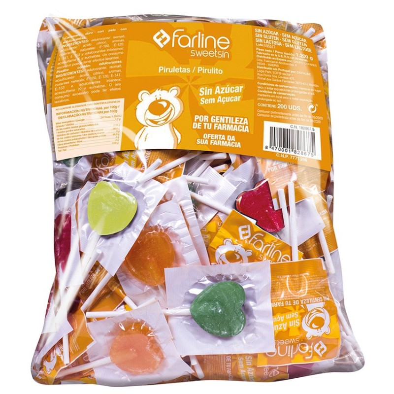 Farline Sweetsin Piruletas sin Azúcar 200 Caramelos
