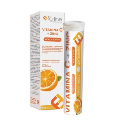 Farline Vitamina C + Zinc, 20 Comprimidos Efervescentes