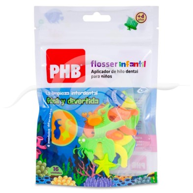 PHB Flosser Infantil Hilo Dental con Aplicador 16 Unidades
