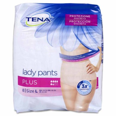 Absorbente Incontinencia Orina Día Anatómico Tena Silhouette Braga Cintura Alta 8 Unidades Talla Grande Color Crema