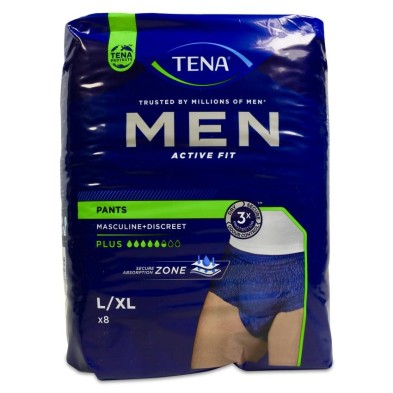 Absorbente Incontinencia Orina Día Anatómico Tena Men Pants Active Fit 8 Unidades Talla Grande