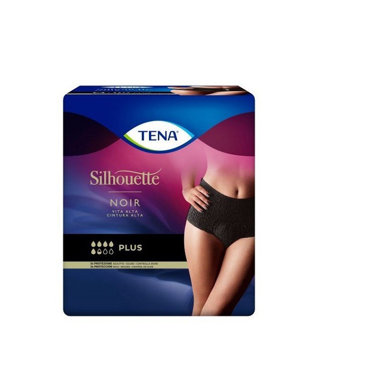 Absorbente Incontinencia Orina Día Anatómico Tena Silhouette Braga Cintura Alta 8 Unidades Talla Mediana Color Negro