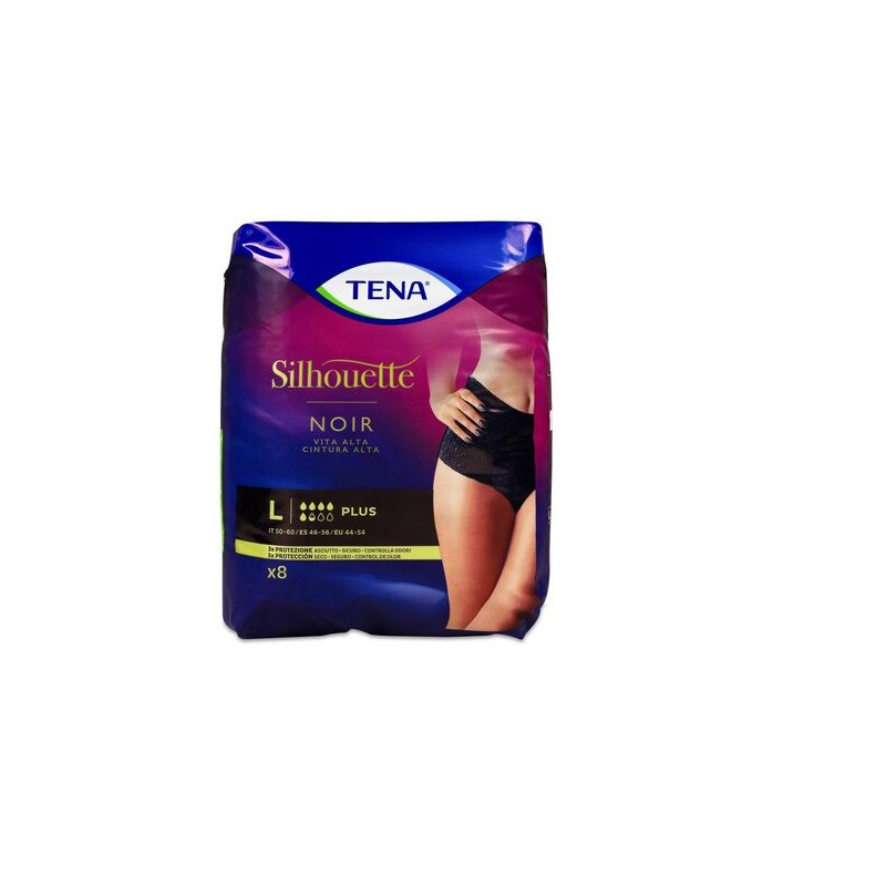 Absorbente Incontinencia Orina Día Anatómico Tena Silhouette Braga Cintura Alta 8 Unidades Talla Grande Color Negro
