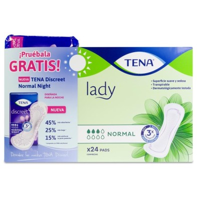 Absorbente Incontinencia Orina Ligera Tena Lady Normal Day - Night 24 Unidades + 10 Unidades Duopack