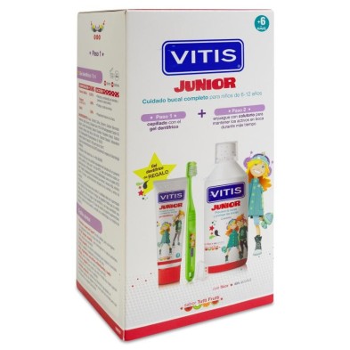 VITIS JUNIOR PACK PROMOCIONAL 1 COLUTORIO 50 ML + 1 ENVASE GEL DENTÍFRICO 75 ML + 1 CEPILLO