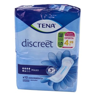 Absorbente Incontinencia Orina Ligera Tena Discreet Maxi 12 Bolsas Promobox 12 Unidades