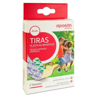 Aposan Botiquin Tiras Plasticas Infantiles 20 Unidades 2 Tamaños Dinosaurios