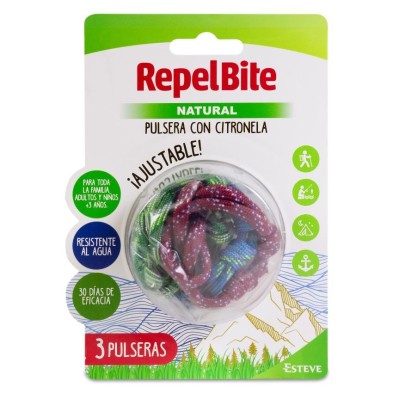 Repel Bite Natural Pulsera de Cuerda con Citronela 3 Unidades