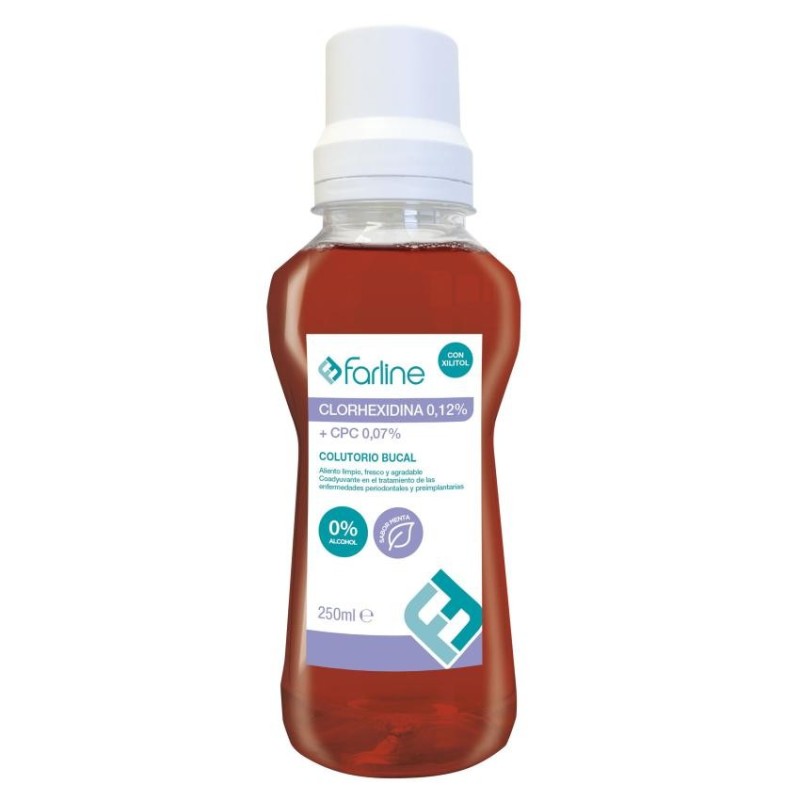 Farline Colutorio Clorhexidina 0,12% + Cpc 0,07% con Xilitol 1 Envase 250 ml Sabor Menta