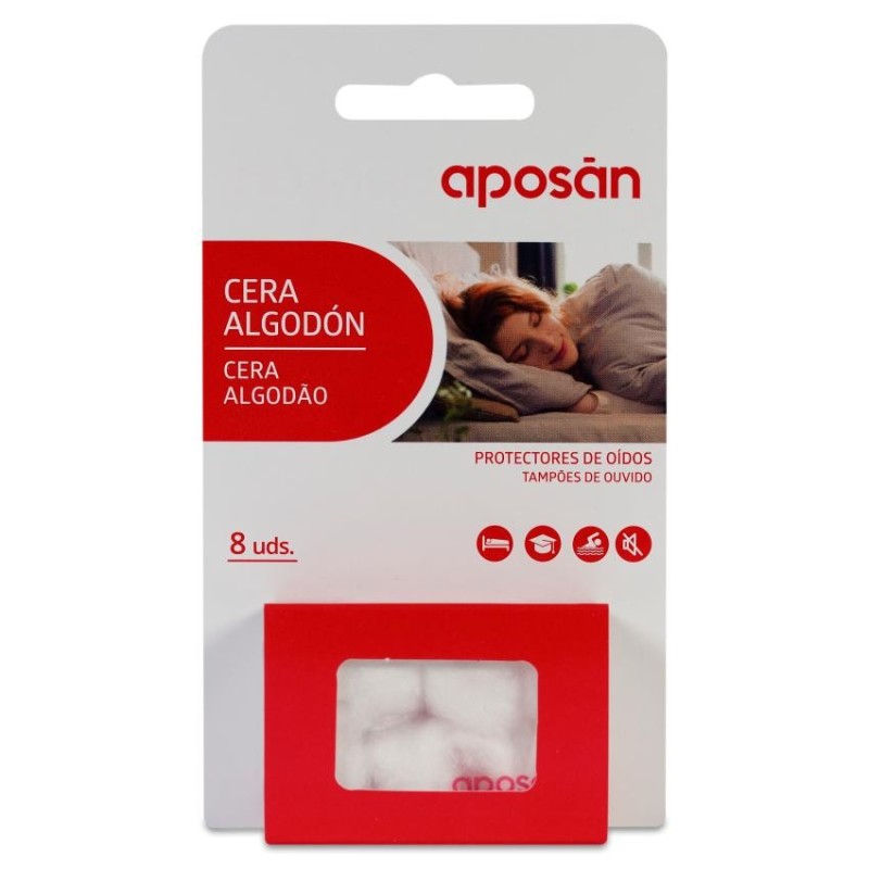 Tapones Oídos Cera Algodón Aposan 8 Unidades