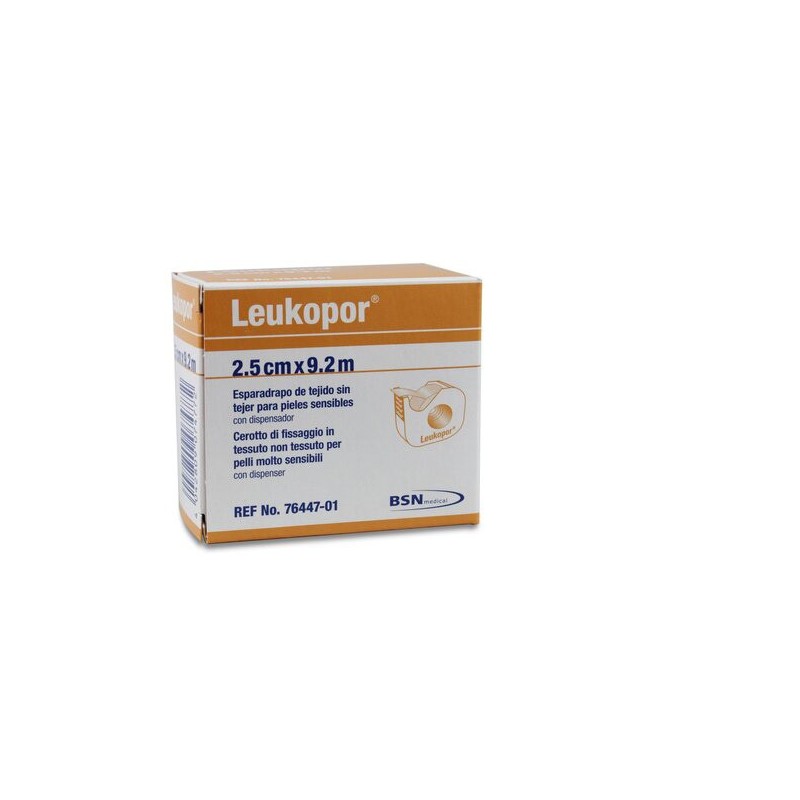 Esparadrapo Hipoalergico Leukopor Papel 1 Unidad con Dispensador 9,2 m x 2,5 cm