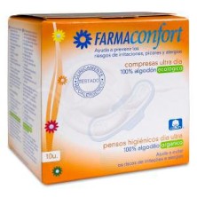 Compresas 100%algodon Farmaconfort Ultrafinas Día Alas 10 Unidades