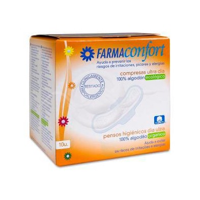 Compresas 100%algodon Farmaconfort Ultrafinas Día Alas 10 Unidades