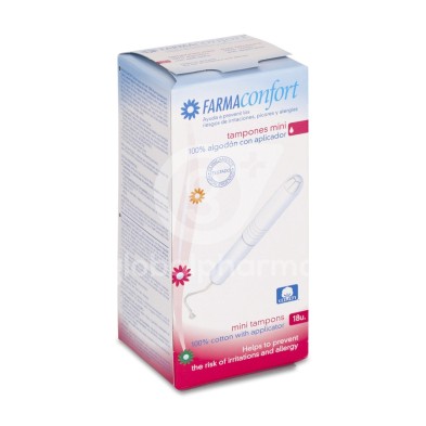 Tampones 100% Algodón Farmaconfort con Aplicador 18 Unidades Mini