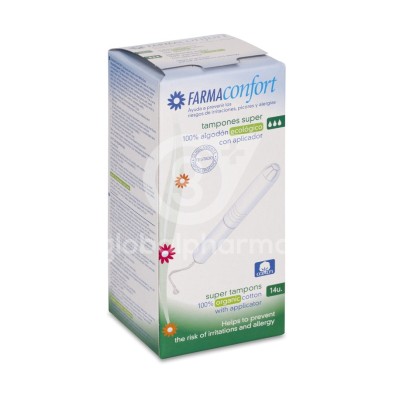 Tampones 100% Algodón Farmaconfort con Aplicador 14 Unidades Super