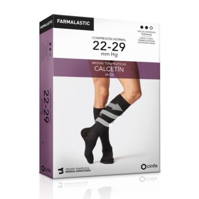 Calcetin (a-d) Compresión Normal Farmalastic 2 Unidades Talla Mediana Color Negro