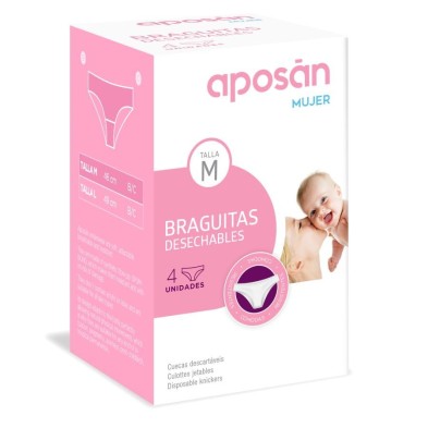Aposán Braguitas Desechables Talla M, 4 uds