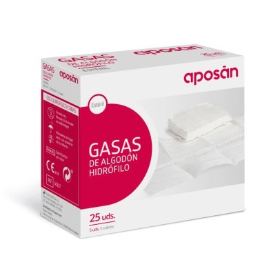 Gasa Estéril Algodón Hidrofilo Compresas Aposan 5 Sobres 5 Unidades