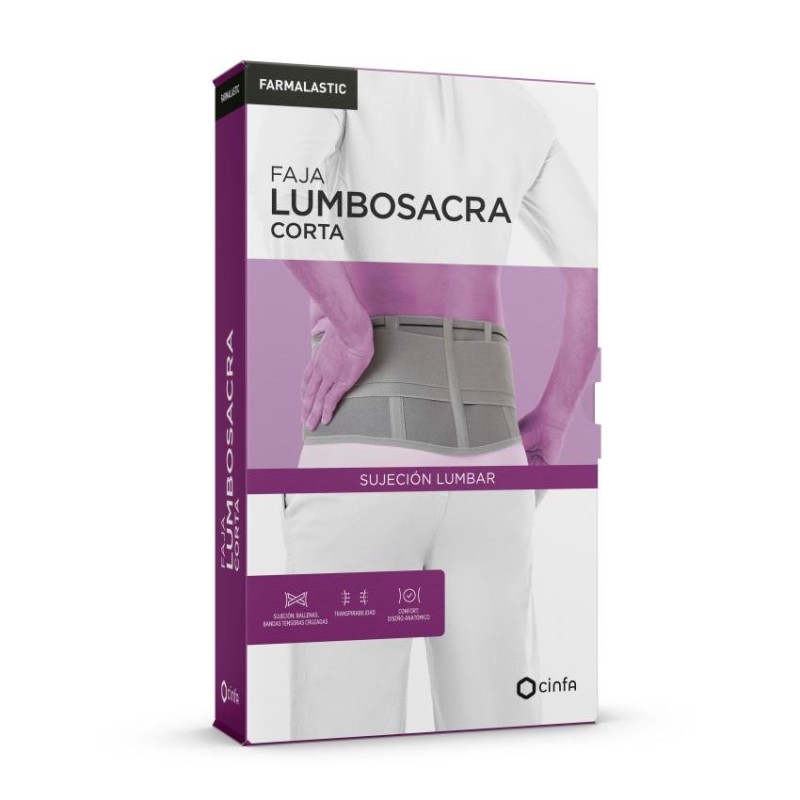 Faja Lumbosacra Corta Farmalastic 1 Unidad Talla Grande/extra Grande Color Gris