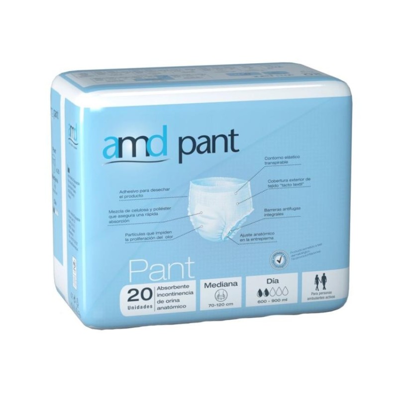 Absorbente Incontinencia Orina Día Anatómico Amd Pants 40 Unidades Talla Media