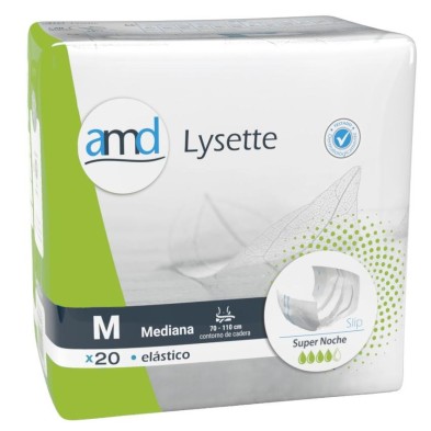 Absorbente Incontinencia Orina Super-noche Anatómico Amd Lysette Elasticos 80 Unidades Talla Mediana