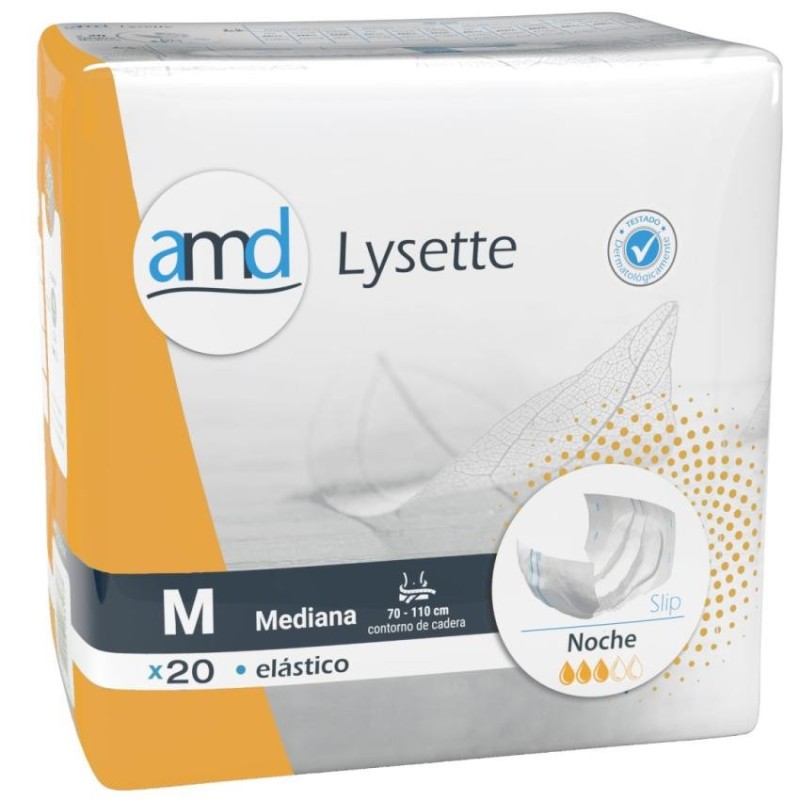 Absorbente Incontinencia Orina Noche Anatómico Amd Lysette Elasticos 80 Unidades Talla Mediana