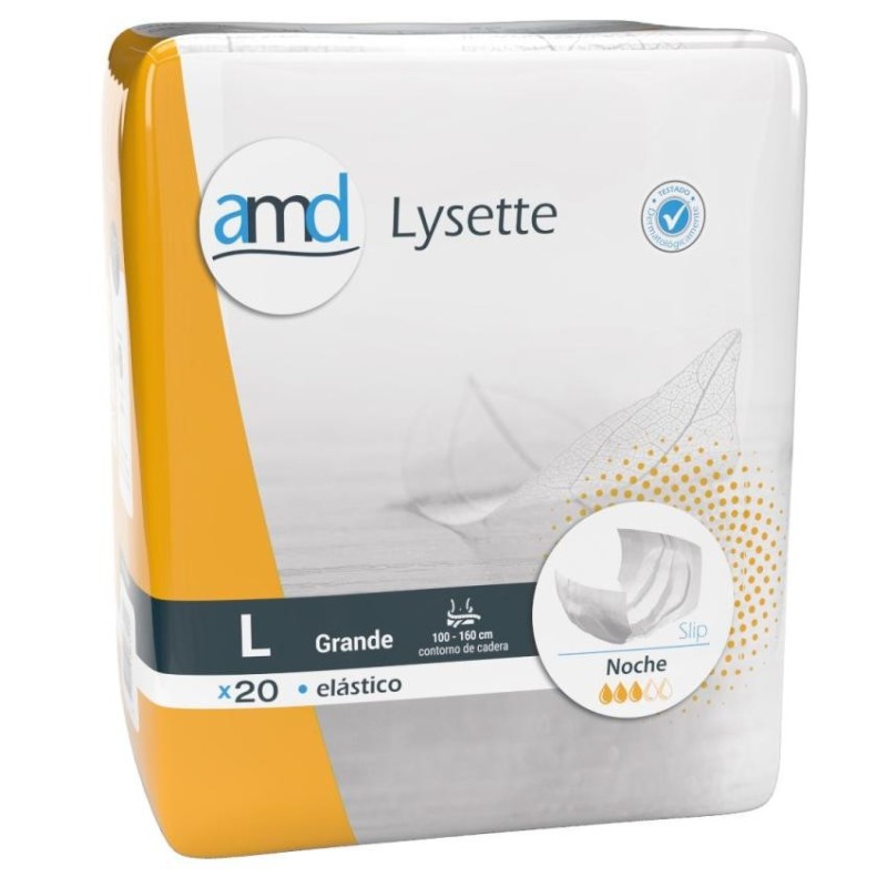 Absorbente Incontinencia Orina Noche Anatómico Amd Lysette Elasticos 80 Unidades Talla Grande
