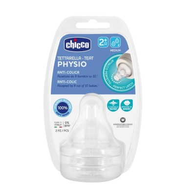 Tetina Silicona Flujo Medio Chicco Physio + 2 Meses 2 Unidades