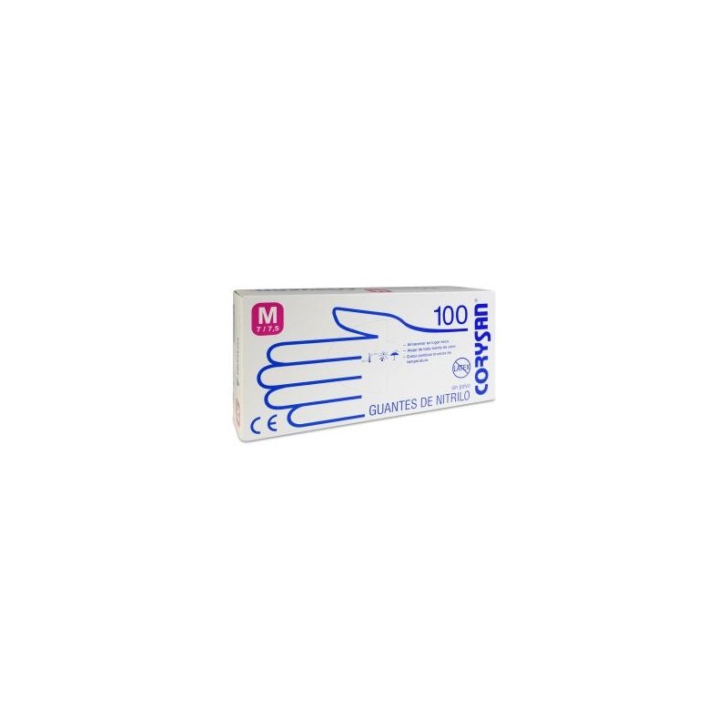 Guantes de Nitrilo para Exploracion Corysan Ambidiestro No Estéril 100 Unidades Talla Mediana