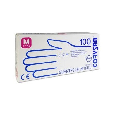 Guantes de Nitrilo para Exploracion Corysan Ambidiestro No Estéril 100 Unidades Talla Mediana