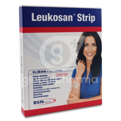 Leukosan Strip Sutura Cutánea Estéril Tira 38 mm x 6 mm 12 Tiras