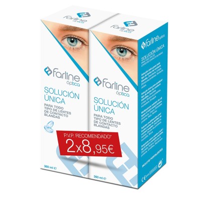 Farline Optica Solución Única Lentes de Contacto 2 Envases 360 ml Duplo