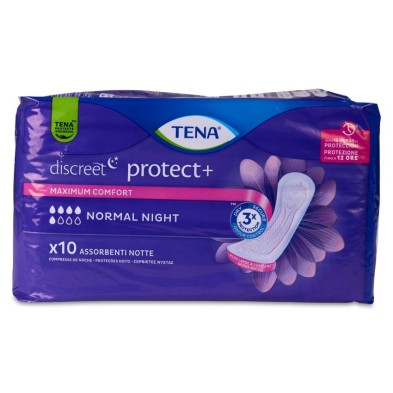Absorbente Incontinencia Orina Noche Anatómico Tena Discreet Noche Normal 10 Unidades