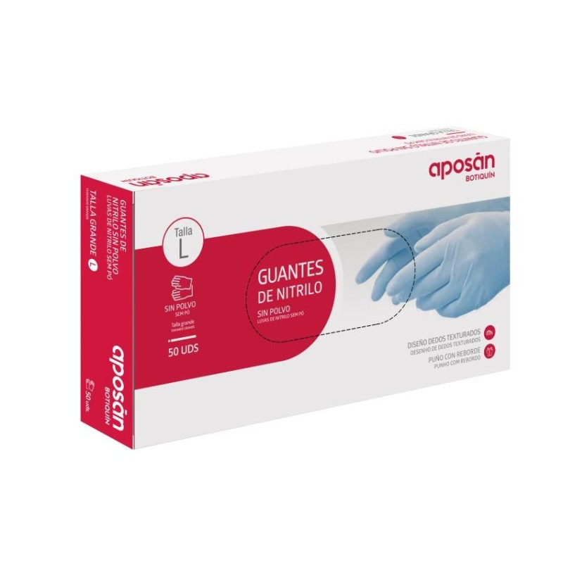 Guantes de Nitrilo Aposan Botiquin 50 Unidades Talla l