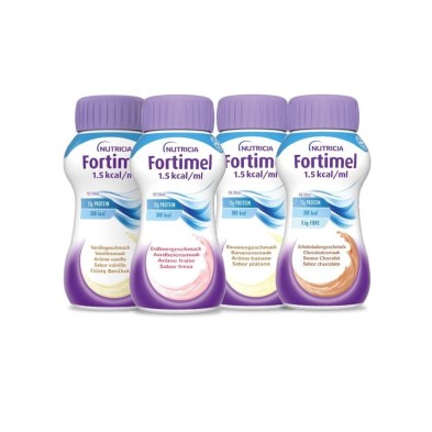 Fortimel 1.5 Kcal 32 Botellas 200 ml Multisabor (16 Vainilla / 4 Fresa / 4 Plátano / 8 Chocolate)