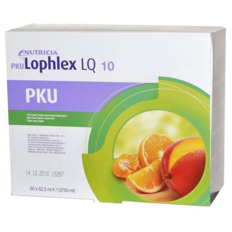 PKU Lophlex Lq 10 - 60 Bolsas 62,5 ml Sabor Tropical