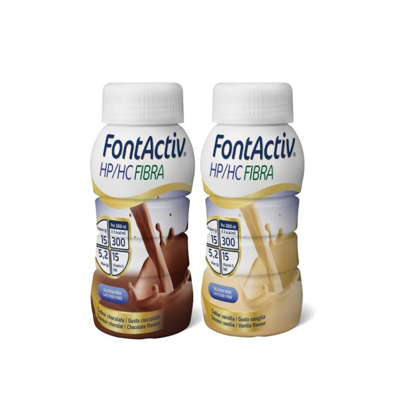 Fontactiv Hp/hc Fibra 24 Botellas 200 ml Multisabor (12 Vainilla / 12 Chocolate)