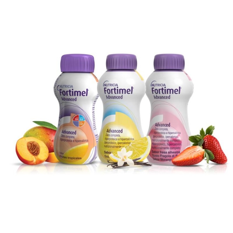 Fortimel Advanced 32 Botellas 200 ml Multisabor (12 Vainilla / 10 Fresa / 10 Frutas Tropicales)