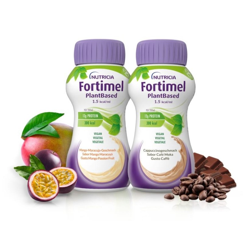 Fortimel Plantbased 1.5kcal 32 Botellas 200 ml Multisabor (16 Cafe-moka / 16 Mango-maracuya)